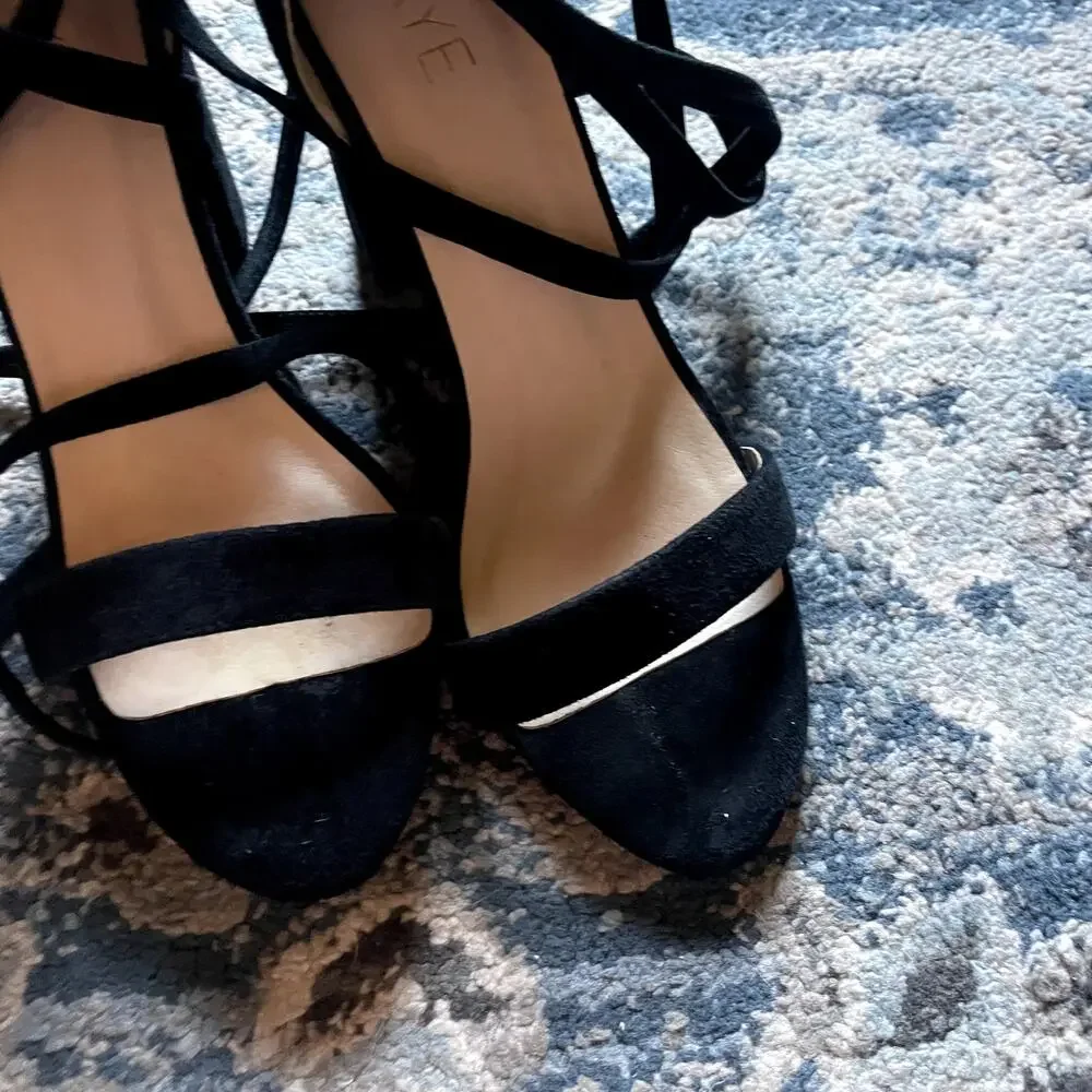 RAYE Lulu Black Suede Lace-Up Heels‎ - Size 7.5
